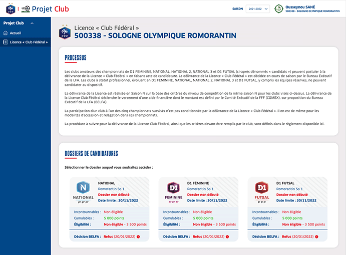 Licence « Club Fédéral »